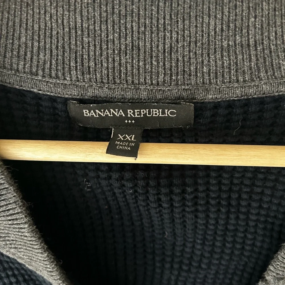 Banana Republic Men’s XXL Blue & Gray 100% Cotton Zip-Up Sweater